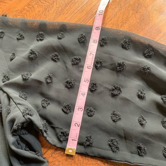 Black Swiss Dot Babydoll Blouse - Picture 11 of 13